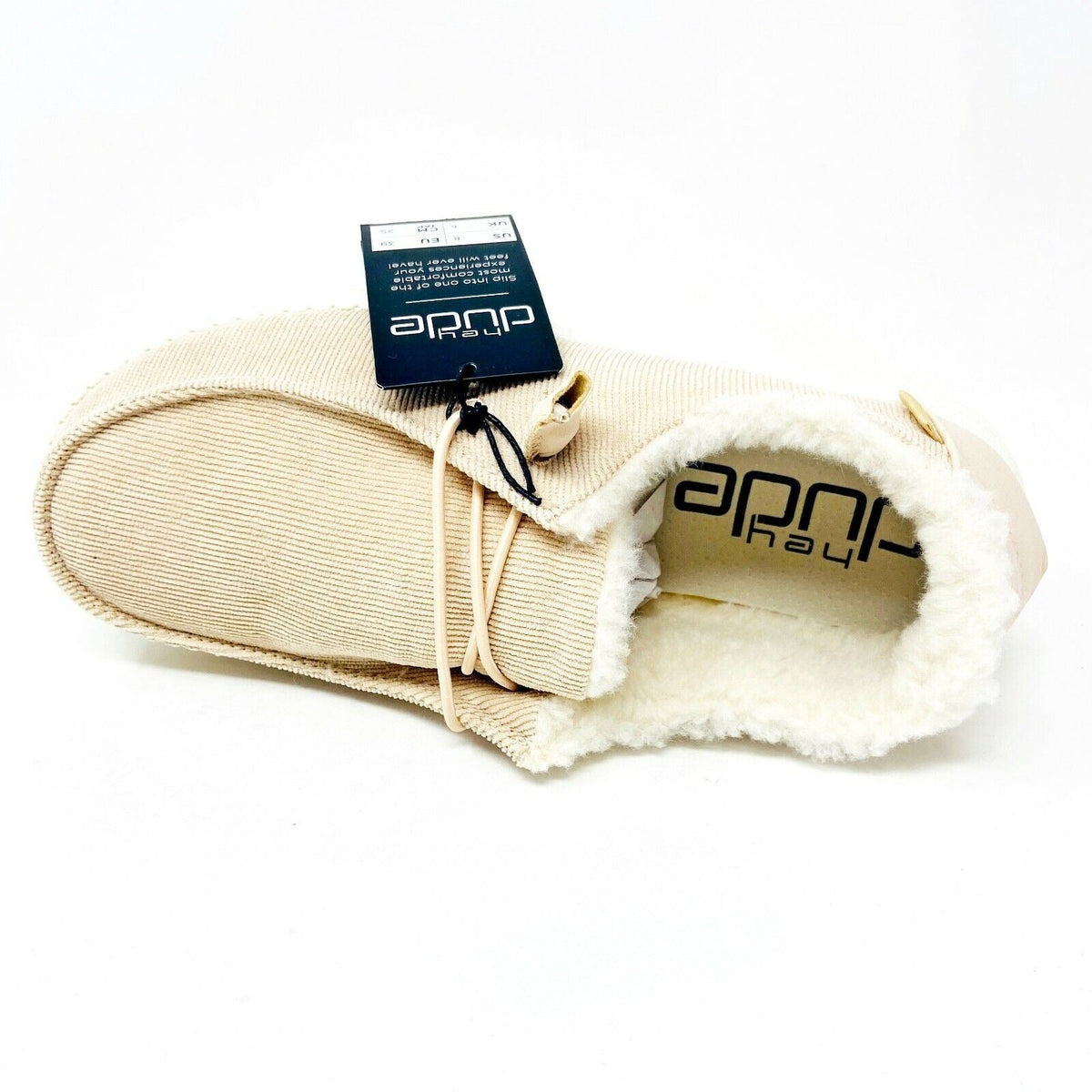 Hey Dude Wendy Corduroy Cream Womens Slip On Comfort Shoes