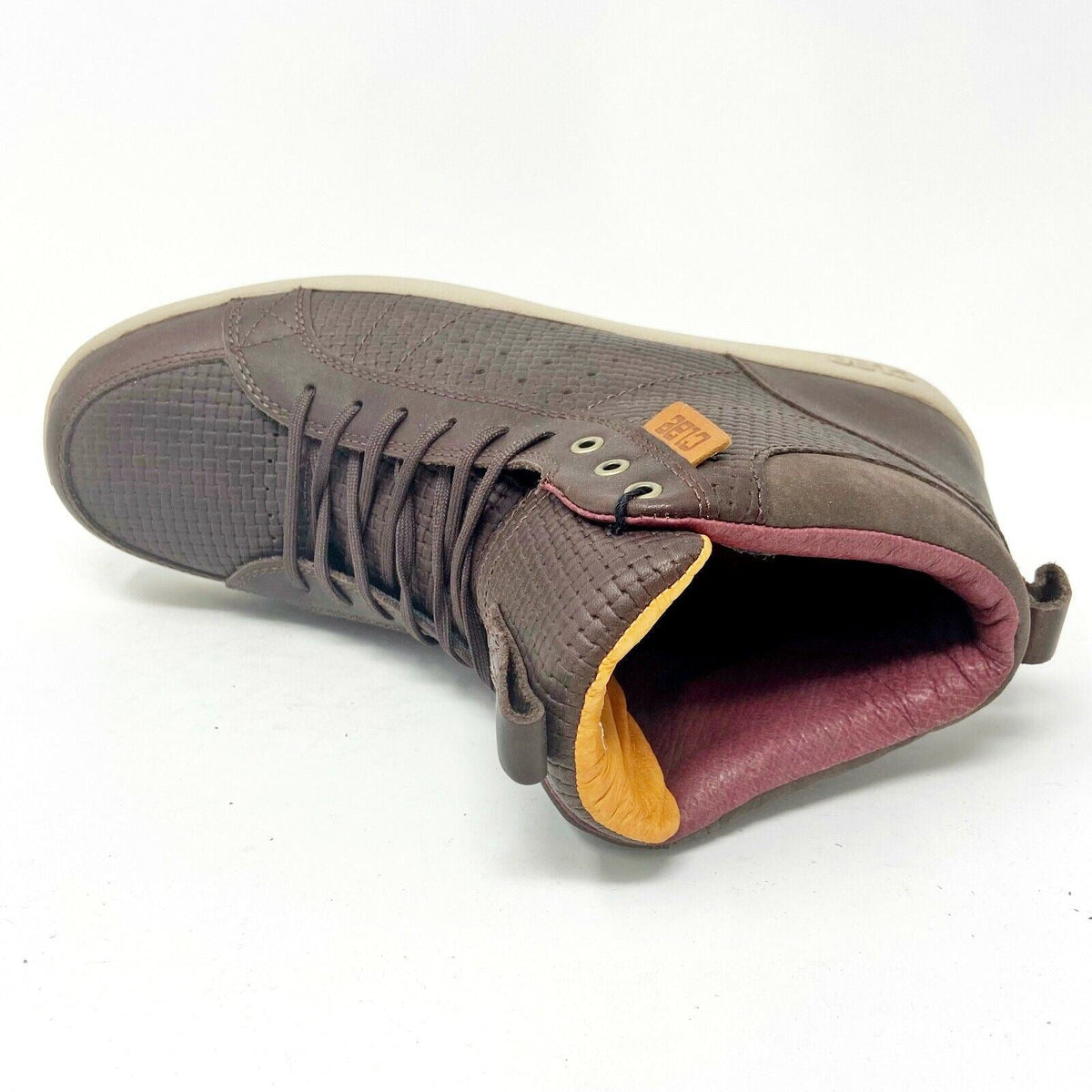 Clae Russell Chocolate Embossed Leather Mens Premium Casual Shoes