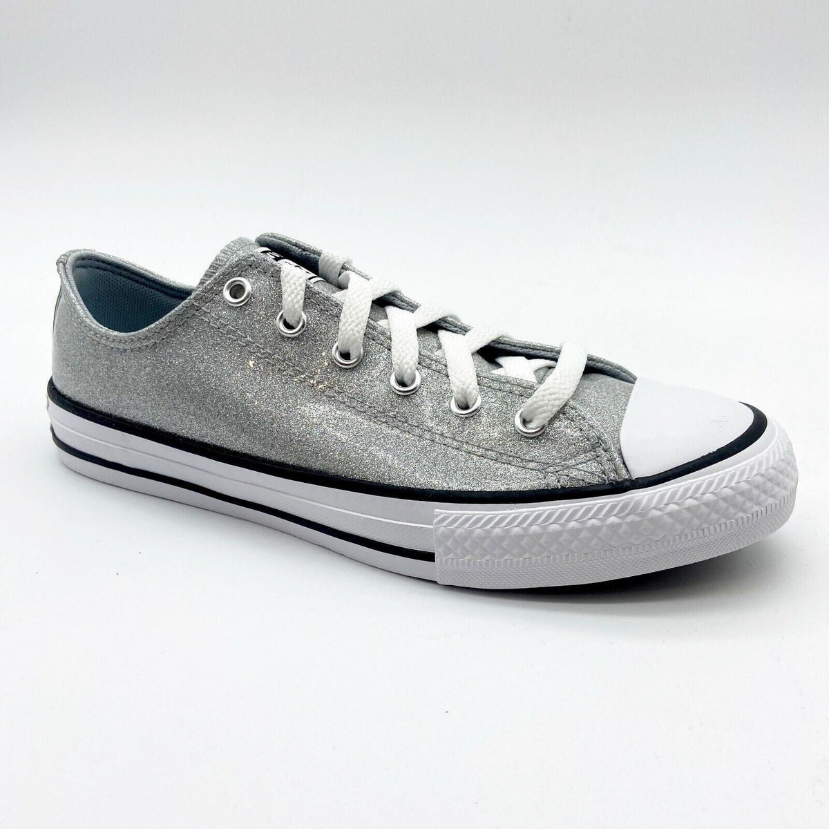Converse CTAS Ox Wolf Grey Glitter Kids Casual Shoes 666896C