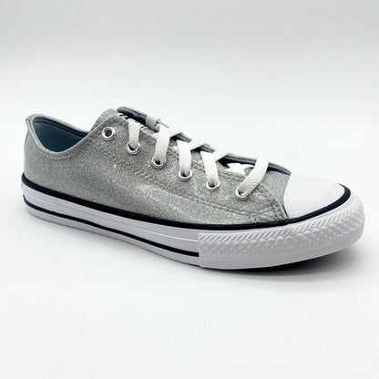 Converse CTAS Ox Wolf Grey Glitter Kids Casual Shoes 666896C