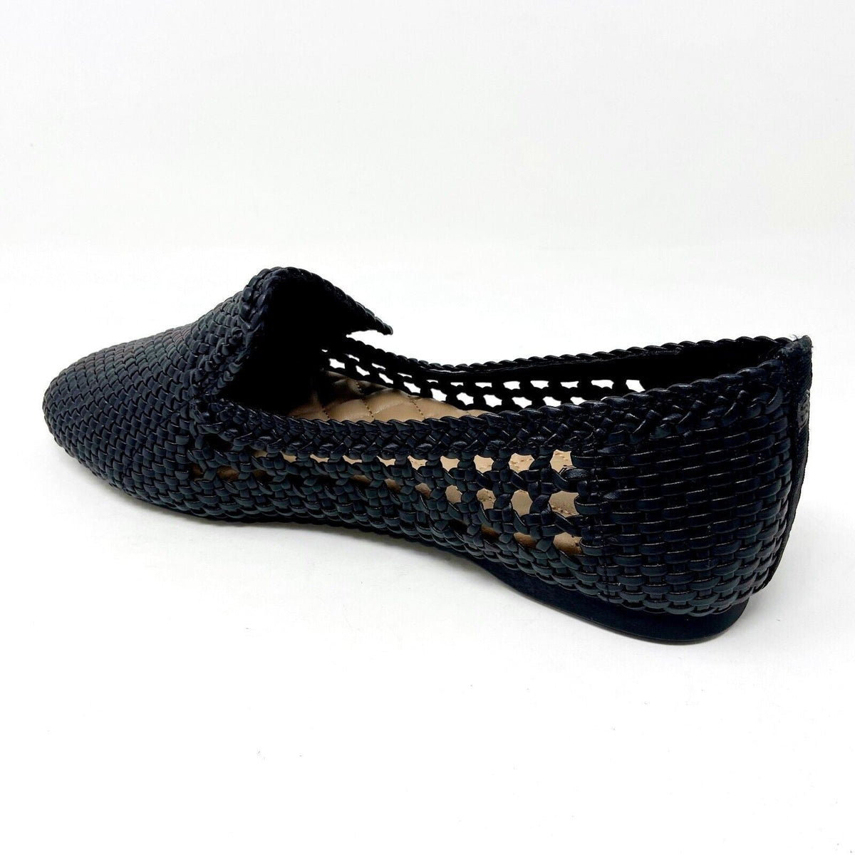 Birdies The Starling Black Woven Womens Vegan Leather Slip On Flats Loafers
