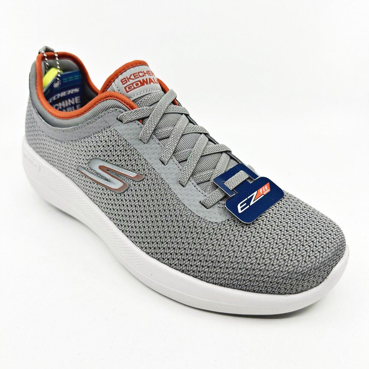 Skechers Go Walk Stability Progress Gray Orange Mens Athletic Sneakers