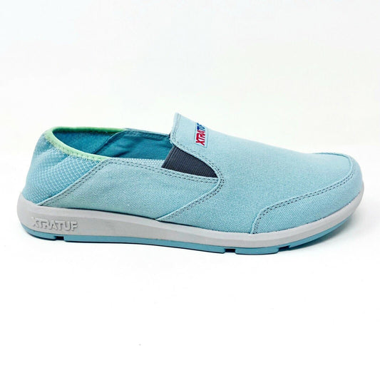 XtraTuf Yellowtail Sky Blue Slip Resistant Womens Canvas  Slip On Work Shoes