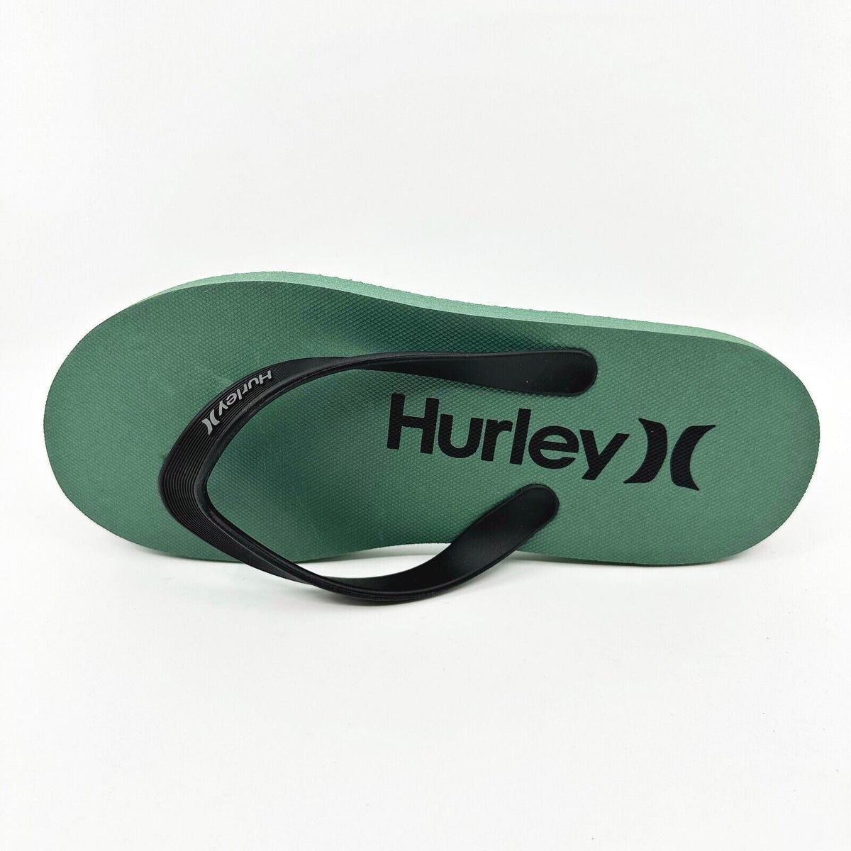 Hurley Mens Military Green Black Logo Flip Flop Pool Beach Sandals