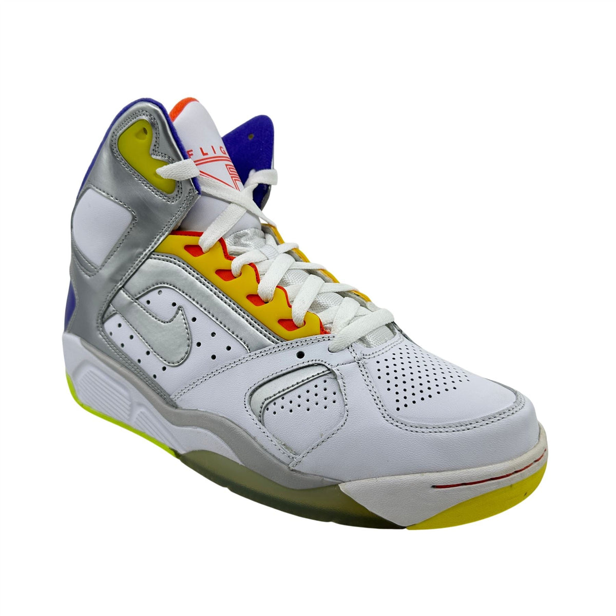 Nike Air Flight Lite High White Metallic Silver Grape Mens Athletic Sneaker