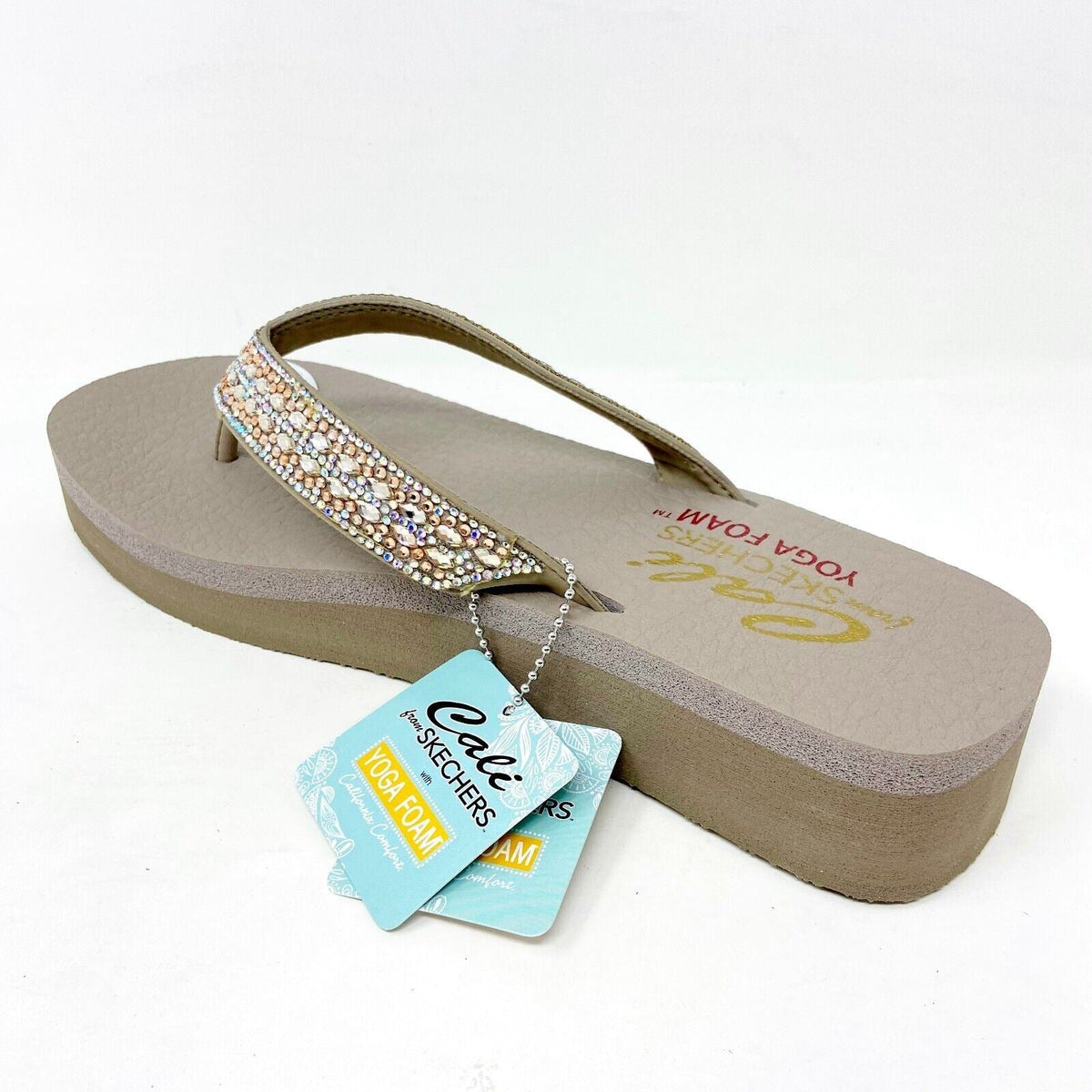 Skechers Vinyasa Glory Day Taupe Womens Flip Flop Comfort Sandals