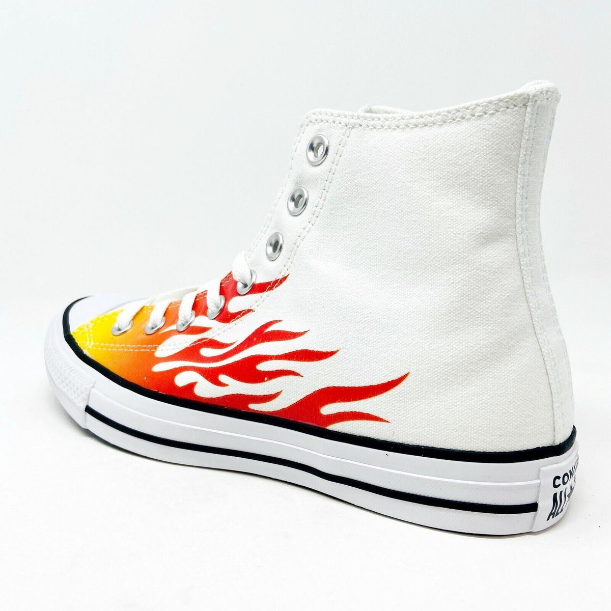 Converse Chuck Taylor All Star Hi Flames White Red Womens Sneakers 166257F