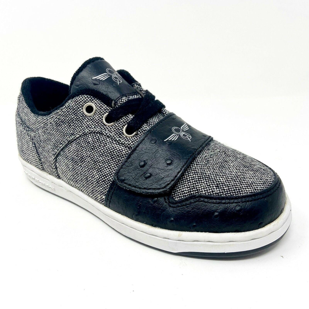 Creative Recreation Cesario Lo Black Tweed Black Ostrich Youth Kids Sneakers