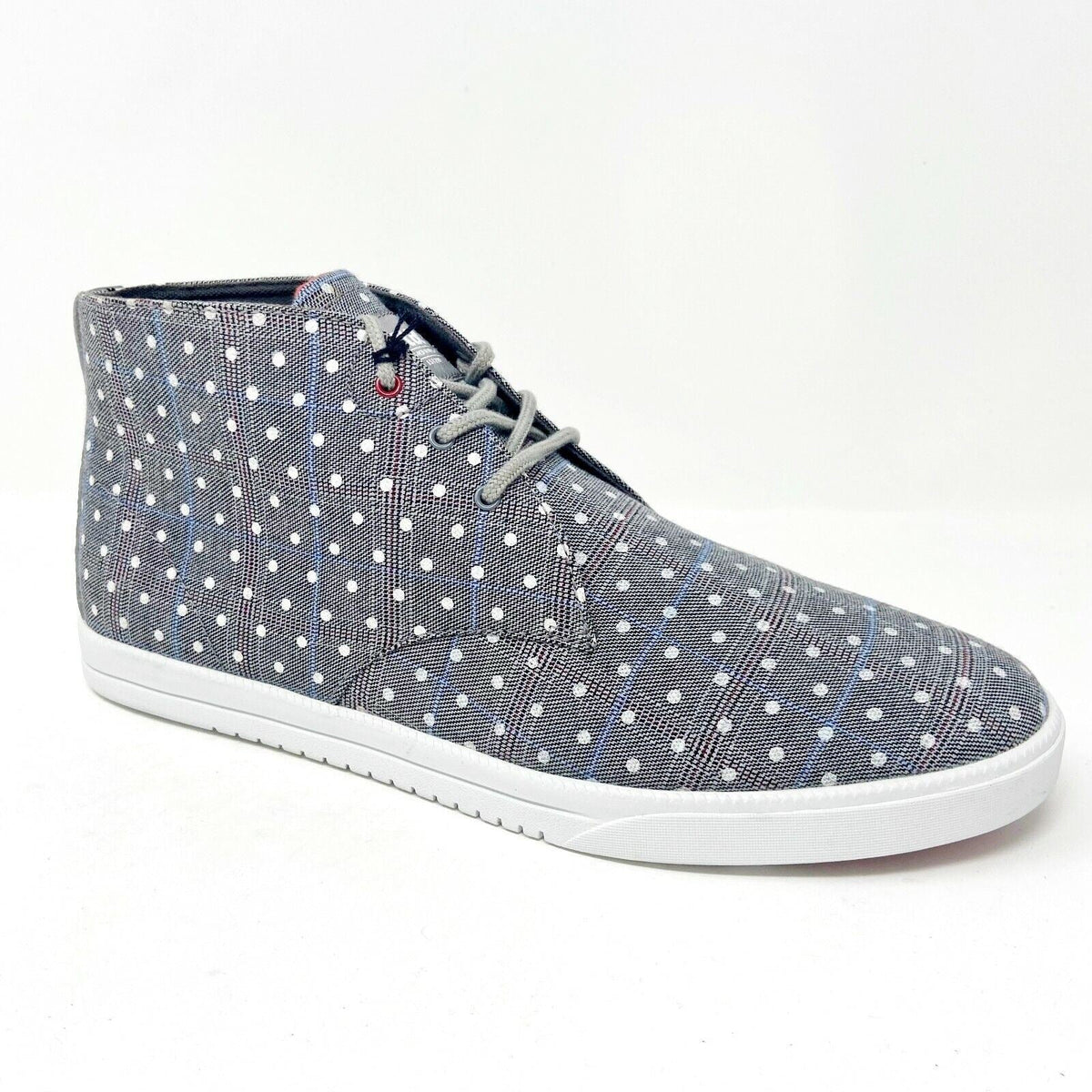 Clae Strayhorn Textile Concrete Plaid Polka Dots Gray Mens Casual Sneakers