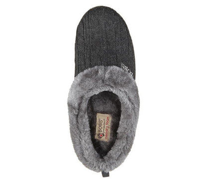 Womens Wide Fit Skechers Keepsakes Ice Angel Mule Slippers - Charcoal