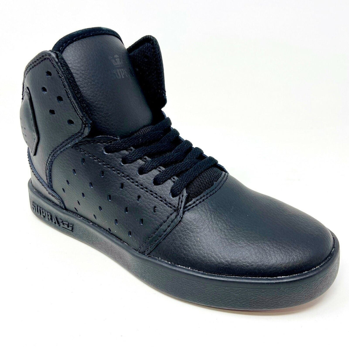 Supra Atom Triple Black Kids Size 4 Casual Sneakers S91015K