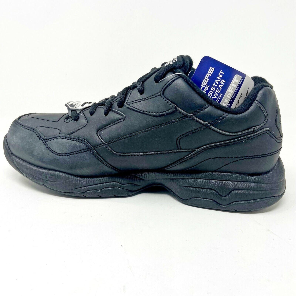 Skechers Slip Resistant Felton Albie Black Womens Extra Wide Relaxed Fit Shoes