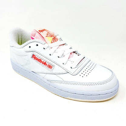 Reebok Club C 85 White Orange Flare Womens Casual Shoes Sneakers FY5163