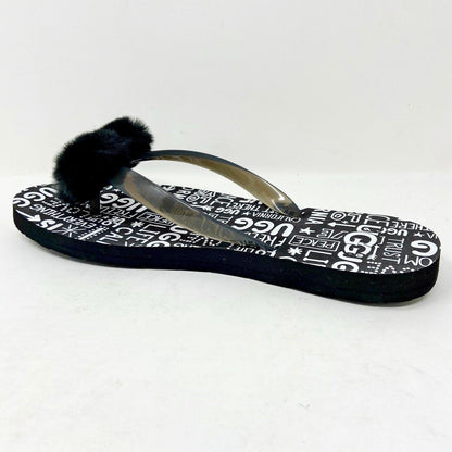 UGG Simi Fluff Manifesto Black Womens Flip Flop Sandals 1101562 BLK
