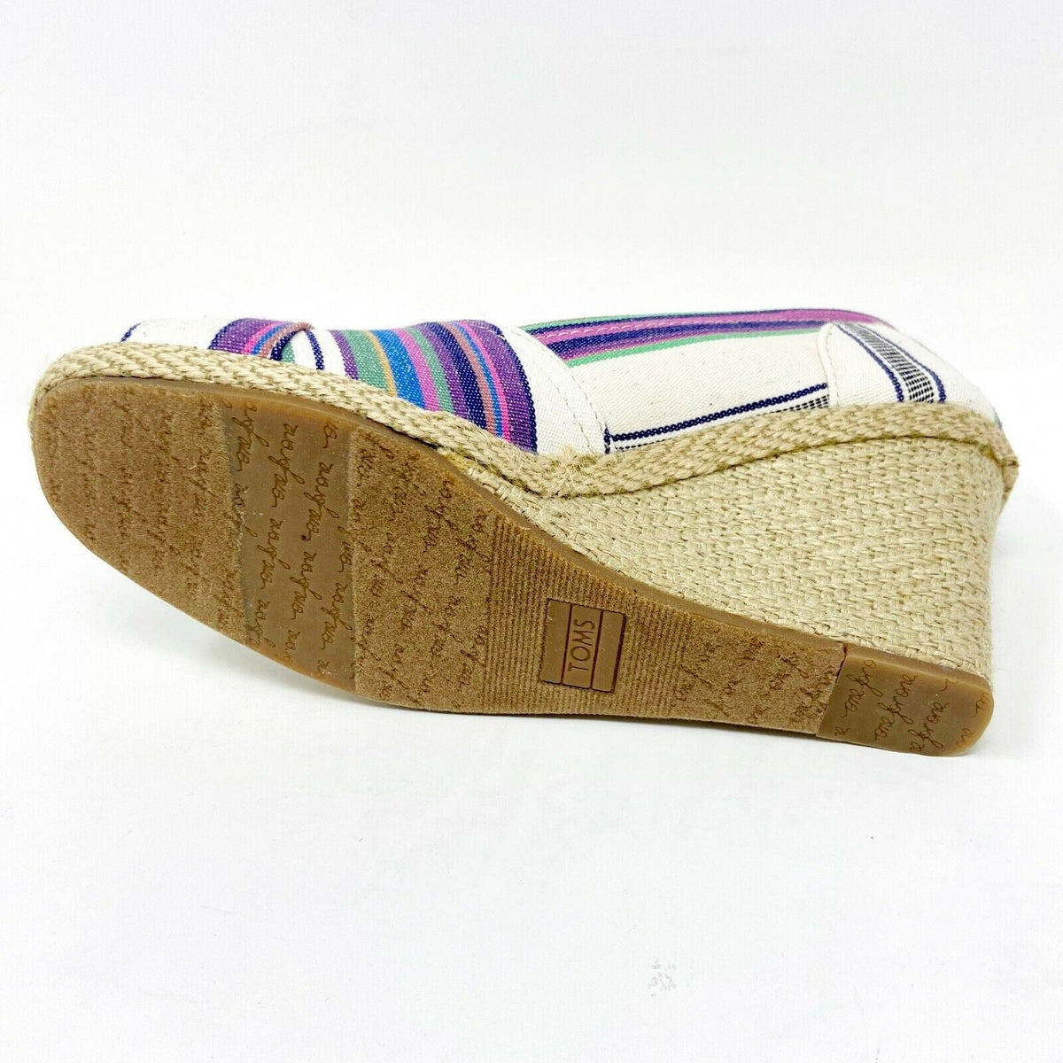 Toms Wedge Village Stripe Womens Open Toe Heel Casual Booties
