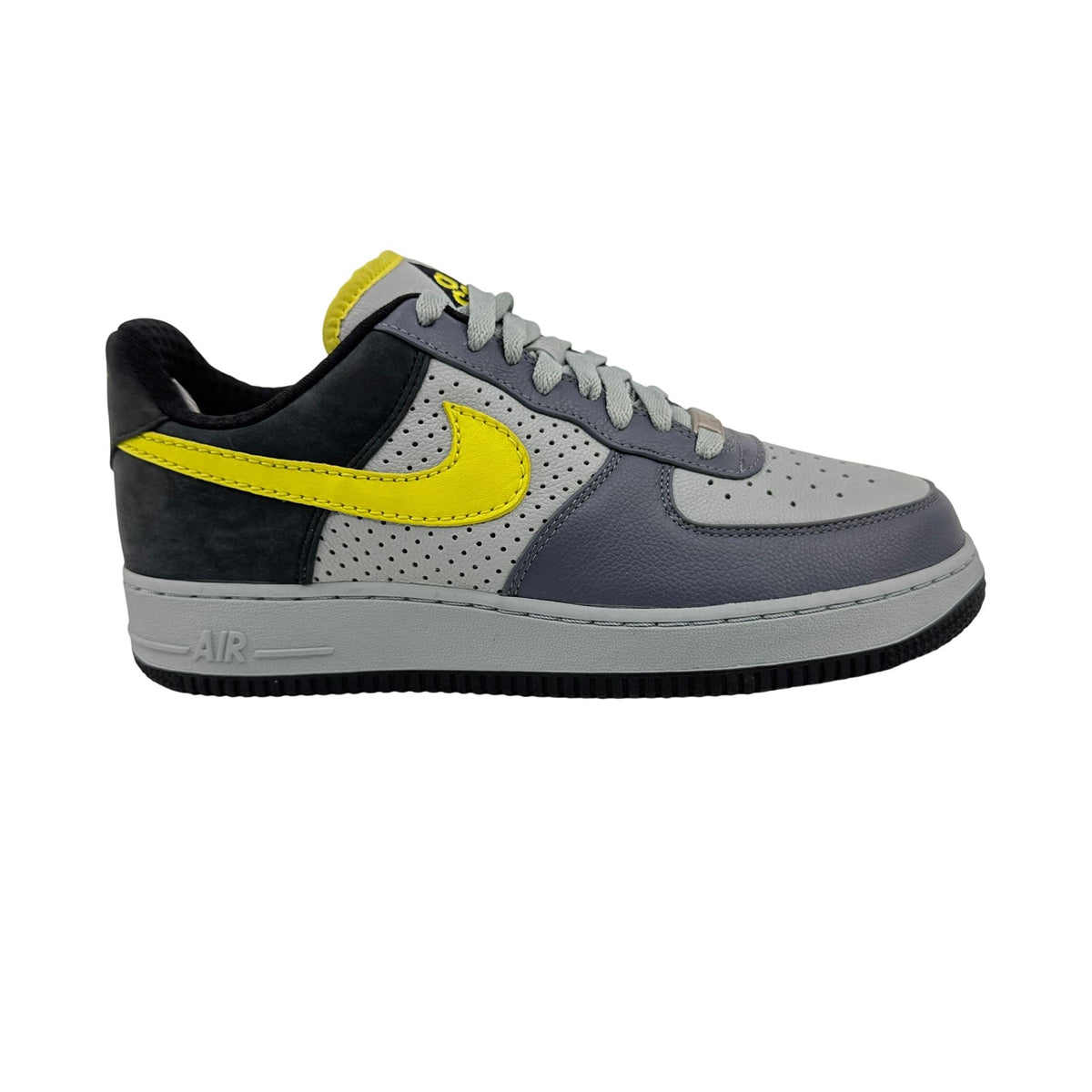 Nike Air Force 1 Low Premium Grey Sonic Yellow Black Mens Wildwood Sneaker