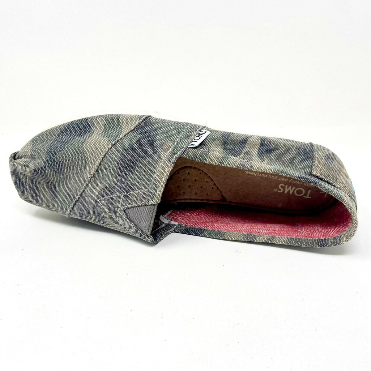 Toms Classics Washed Camo Canvas Womens  Slip On Casual Canvas Flat Shoes