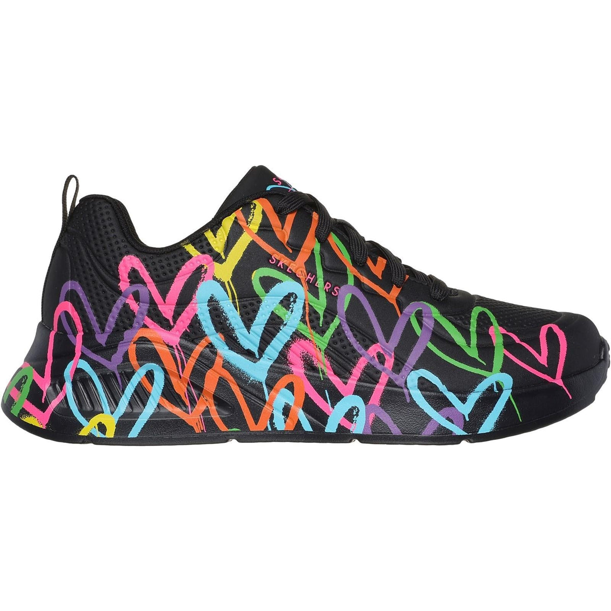 Women's Wide Fit Skechers 177977 Uno Lite Heart Of Hearts Trainers
