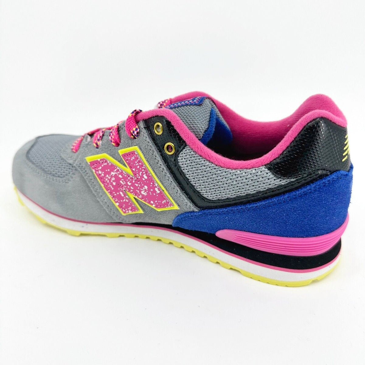 New Balance 574 Classics Grey Pink Blue Kids Running Sneakers KL57406G