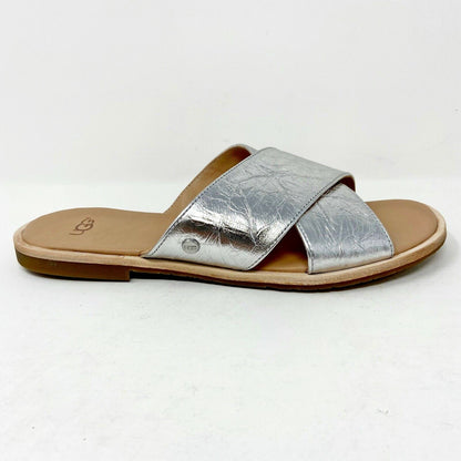 UGG Joni Metallic Silver Womens Casual Summer Sandals 1097209 SLVR