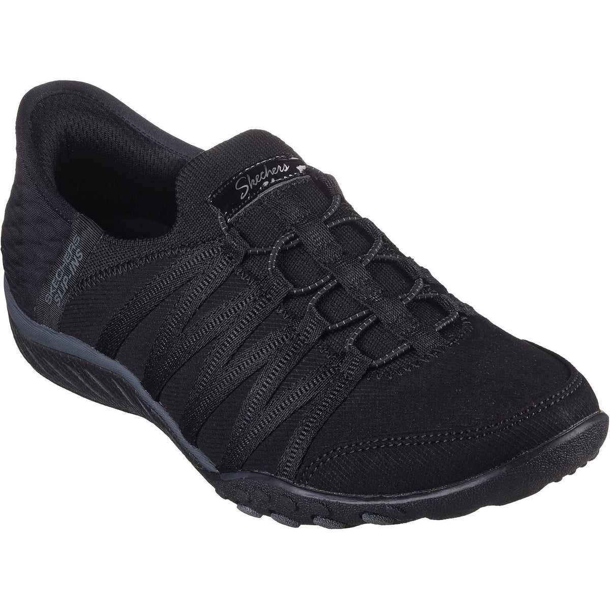 Women's Wide Fit Skechers 100593 Breathe Easy Roll With Me Trainers - Black