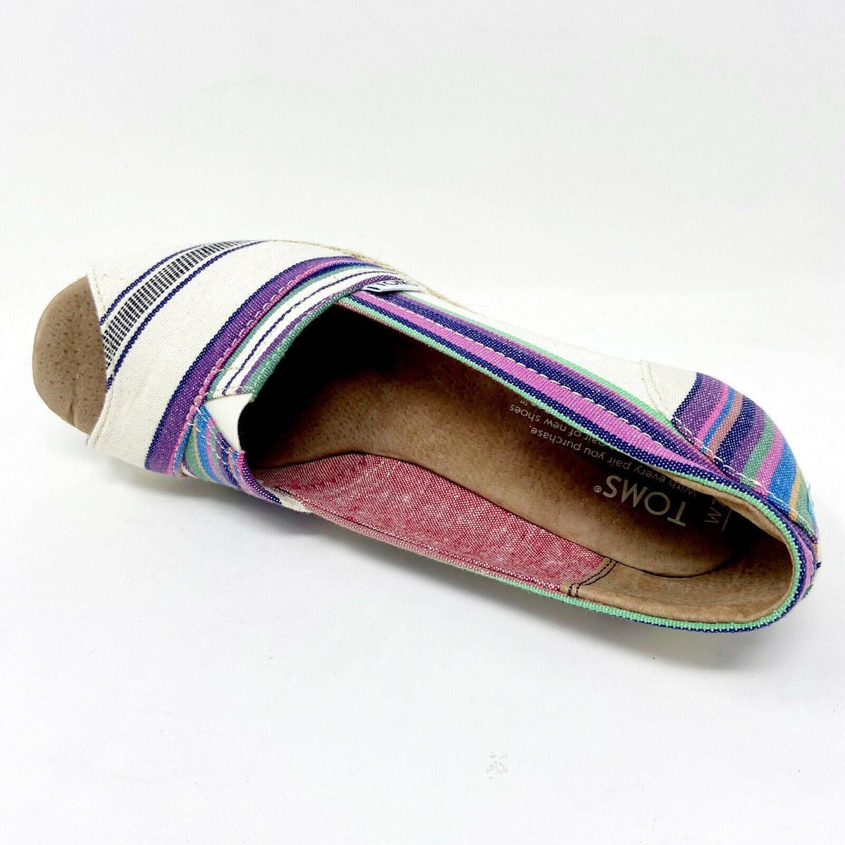 Toms Wedge Village Stripe Womens Open Toe Heel Casual Booties