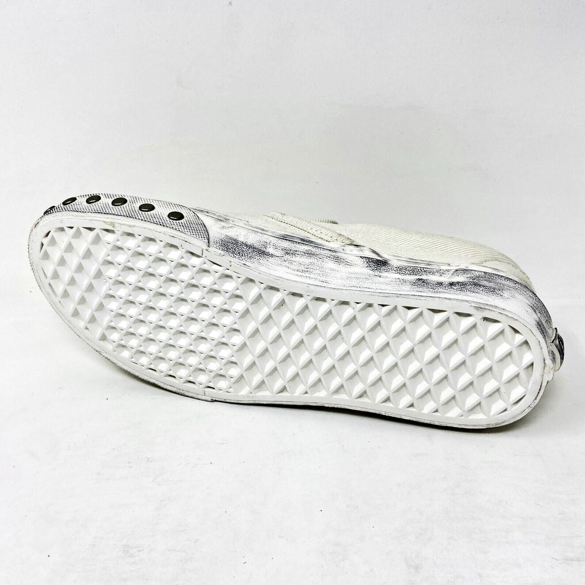 Vans Classic Slip On (Overwashed) White Womens Studded Casual Shoes