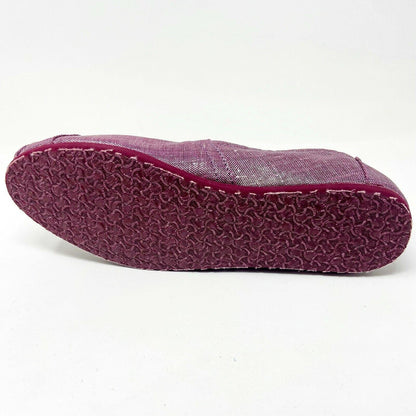 Toms Classics Raspberry Metallic Linen Womens Slip On Casual Flat Shoes