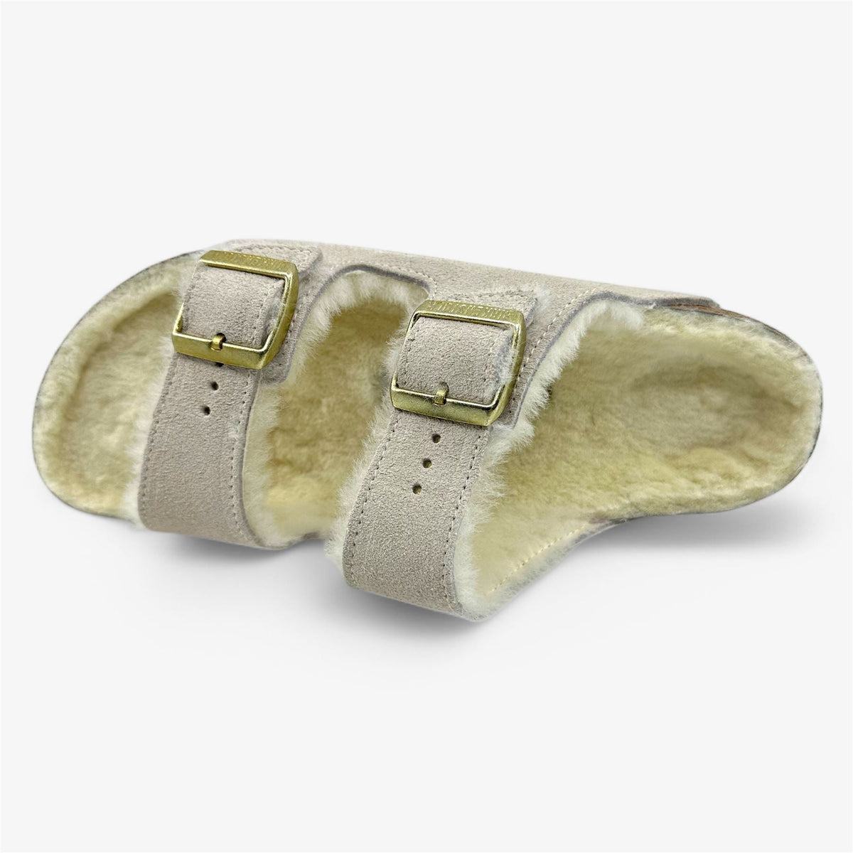 Birkenstock Arizona Shearling Antique White Womens Casual Soft Footbead Clog