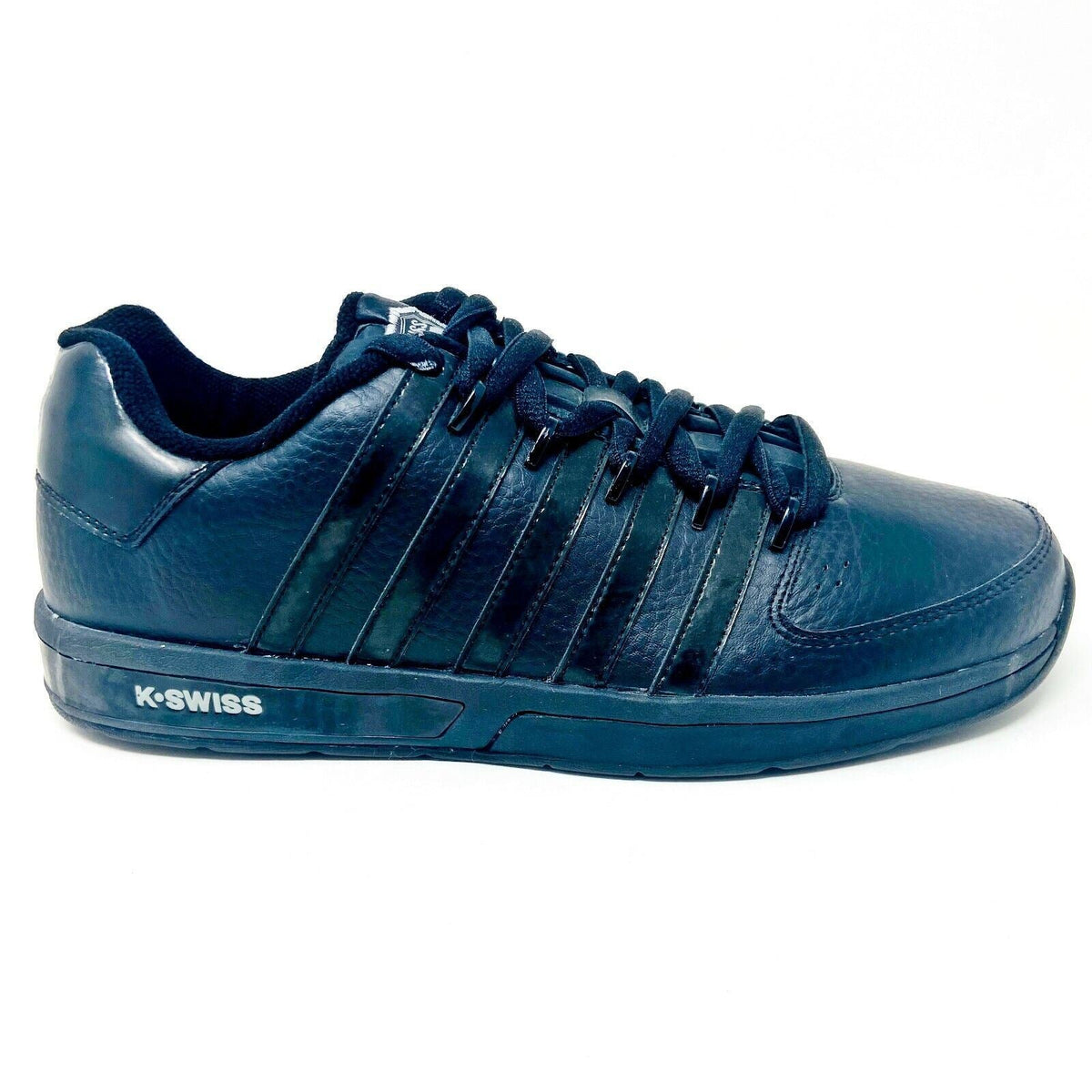 K-Swiss Ruttger Black Grey Mens Leather Casual Sneakers 02024006