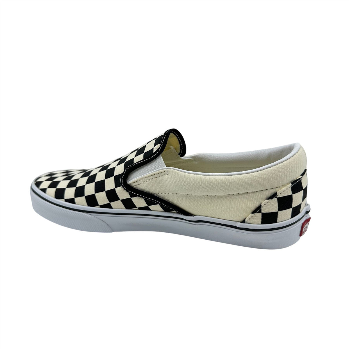 VANS Classic Slip On Checkerboard Black White Mens Wide Athletic Sneaker