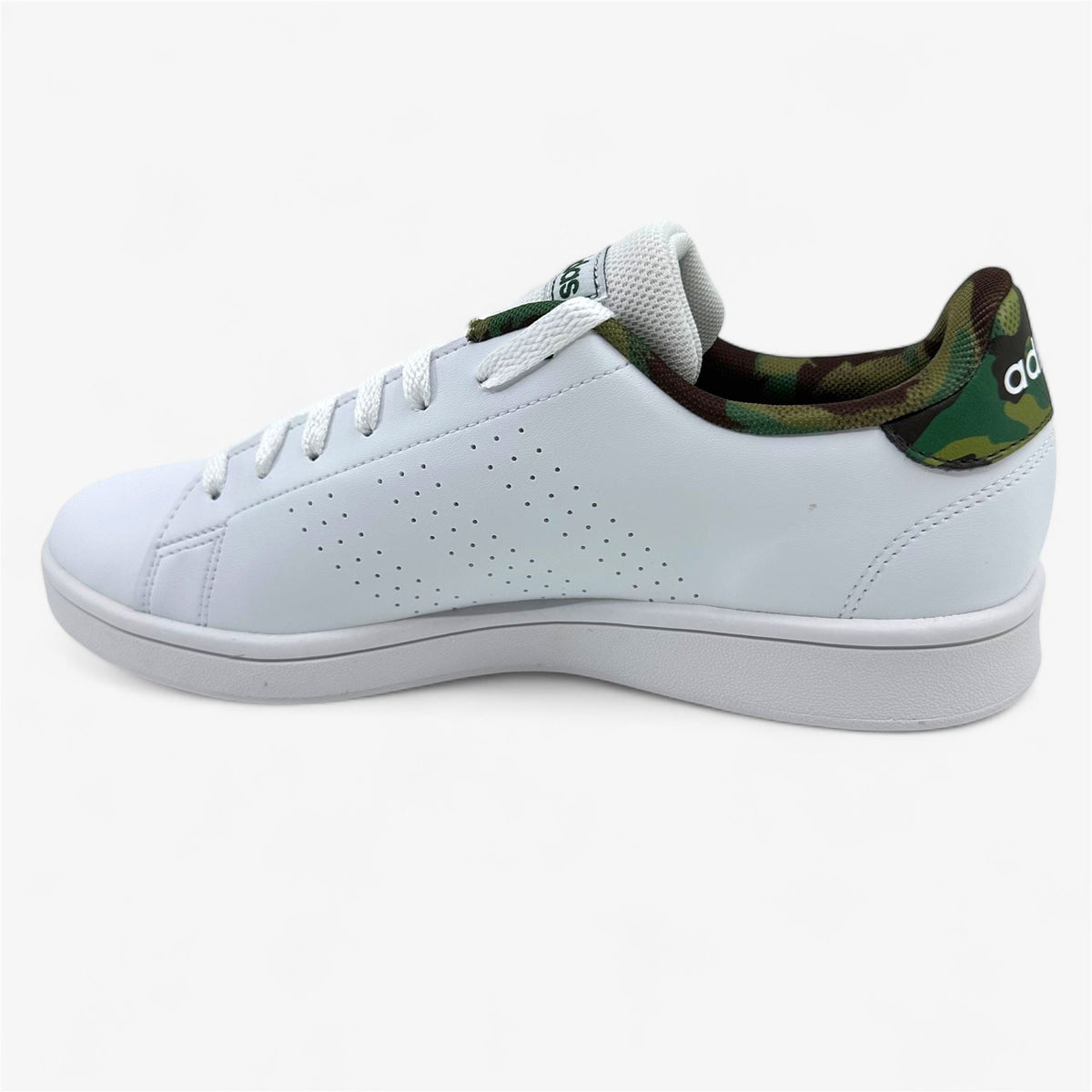 Adidas Advantage Base White Black Camo Mens Athletic Sneaker