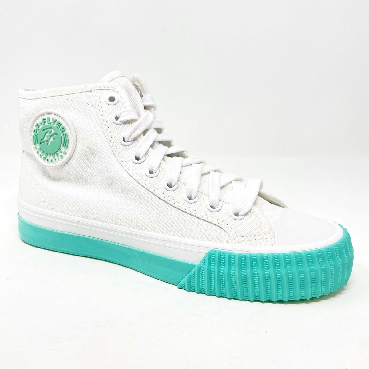 PF Flyers Center Hi White Teal Womens Retro Casual Sneakers PM12OH1W