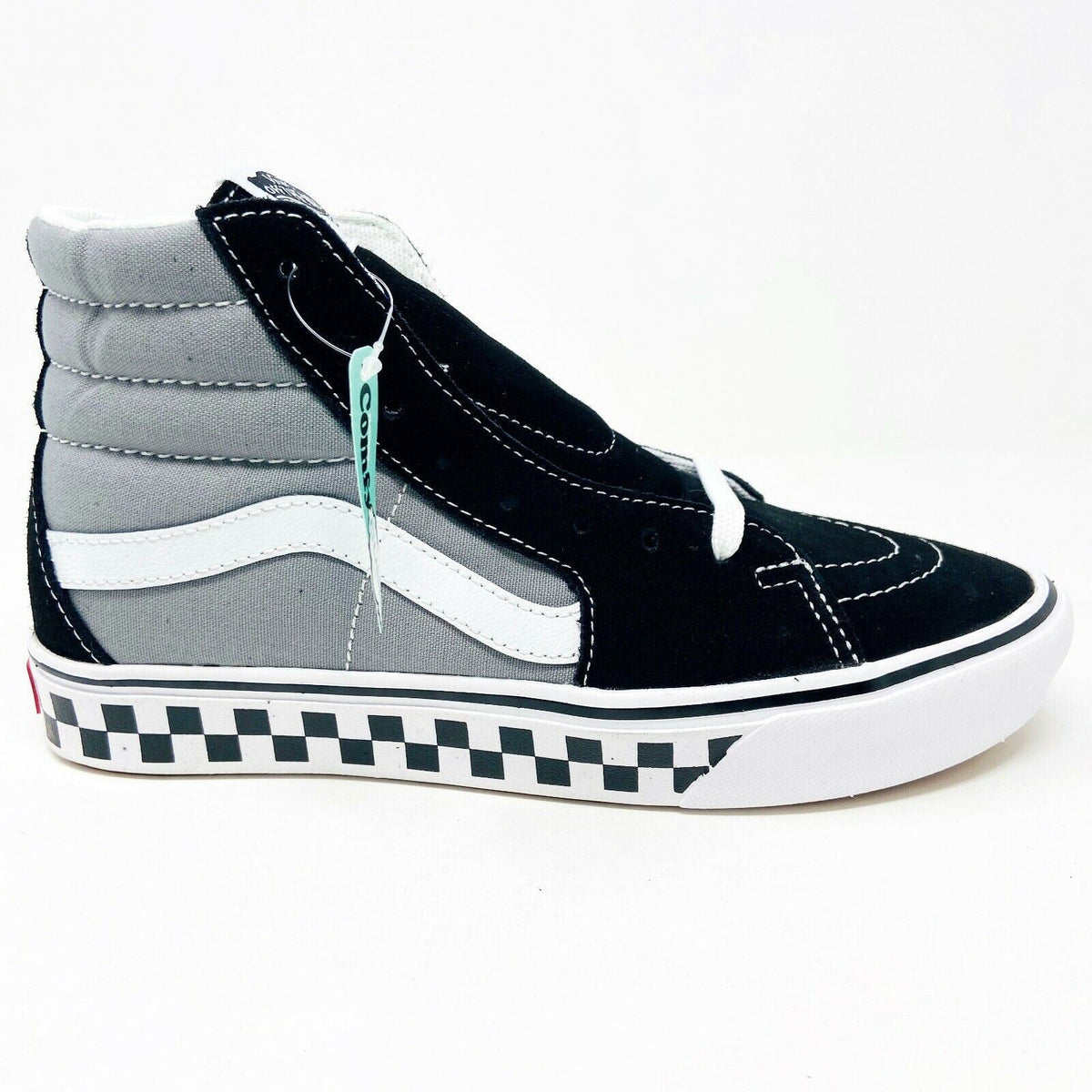 Vans Comfycush Sk8 Hi (Tape Mix) Black Frost Gray Womens Casual Sneakers