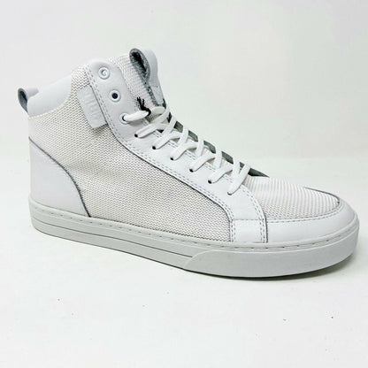 Clae Russell 07 White Tumbled Leather Mesh Mens Casual Sneakers