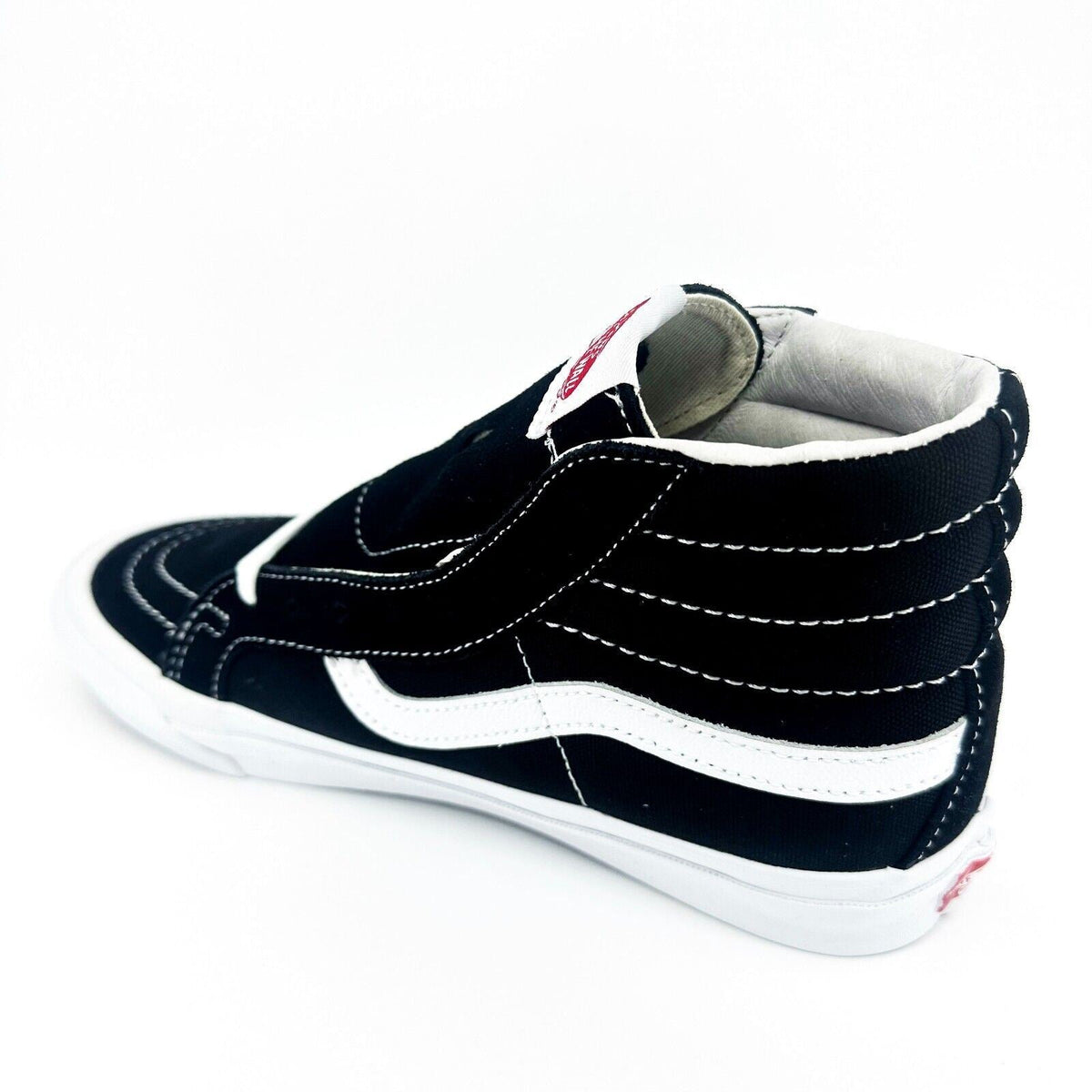 Vans Vault OG Sk8 Hi LX (Suede Canvas) Black True White Womens Shoes