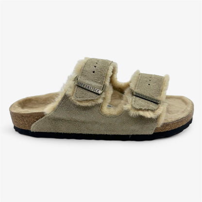 Birkenstock Arizona Shearling Taupe Womens Casual Soft Footbead Clog