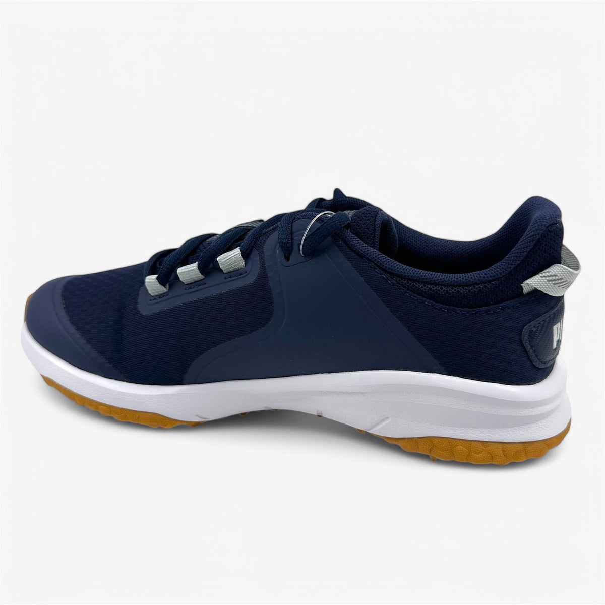 PUMA Fusion Grip Navy Silver Quiet Shade Mens Extra Wide Spikeless Golf Shoes