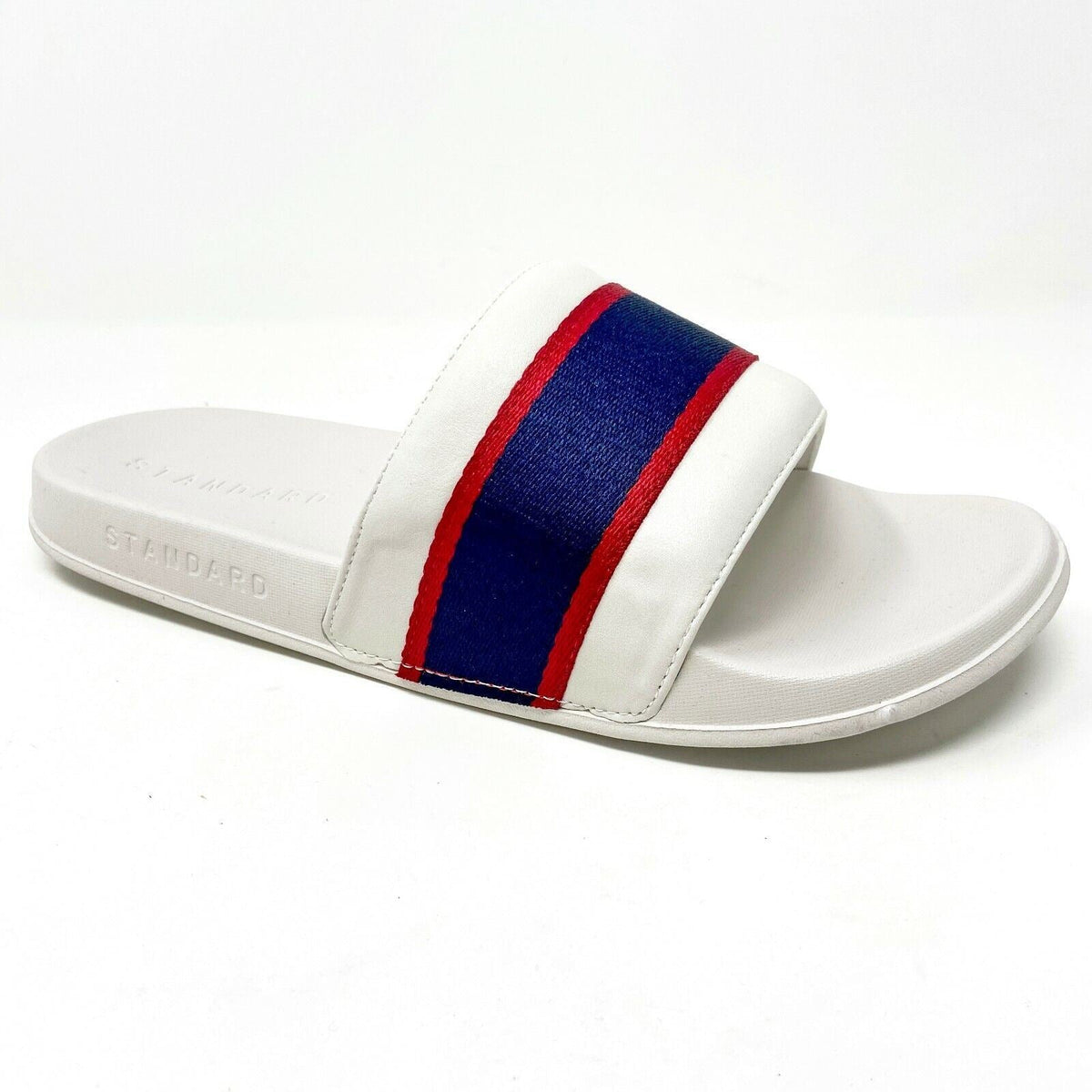 STNDRD Standard Los Angeles Monaco Tan Blue Red Womens Slide Sandals