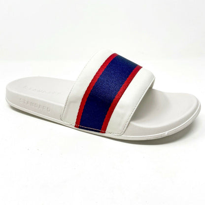 STNDRD Standard Los Angeles Monaco Tan Blue Red Womens Slide Sandals