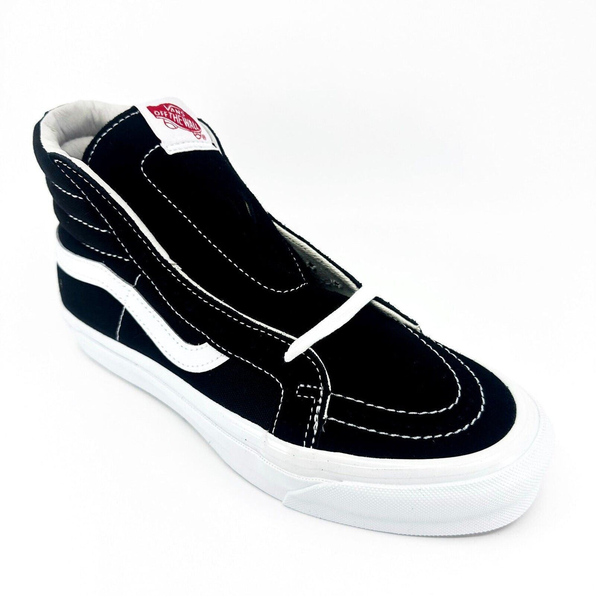 Vans Vault OG Sk8 Hi LX (Suede Canvas) Black True White Womens Shoes