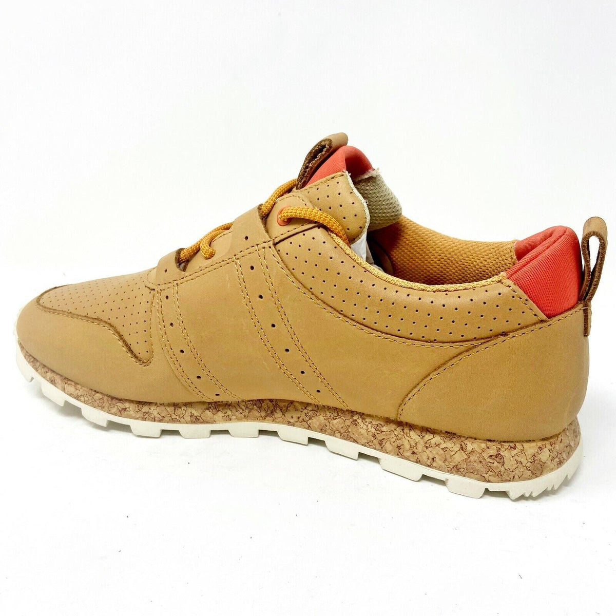 Clae Mills Cork Leather Beige Mens Premium Casual Sneakers
