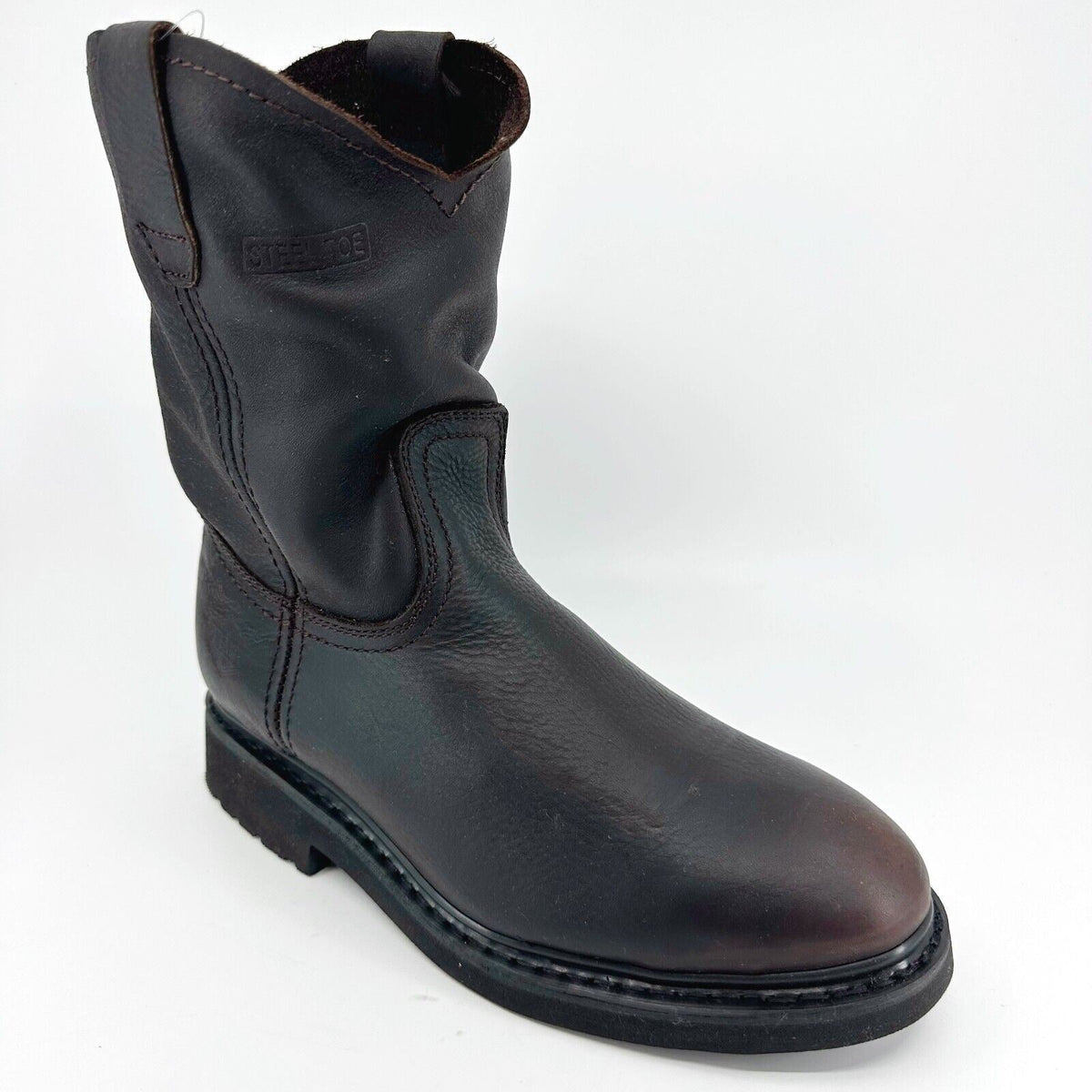 Bonanza 10" Wellington Goodyear Welt Brown Leather Mens Steel Toe Boots BAT107