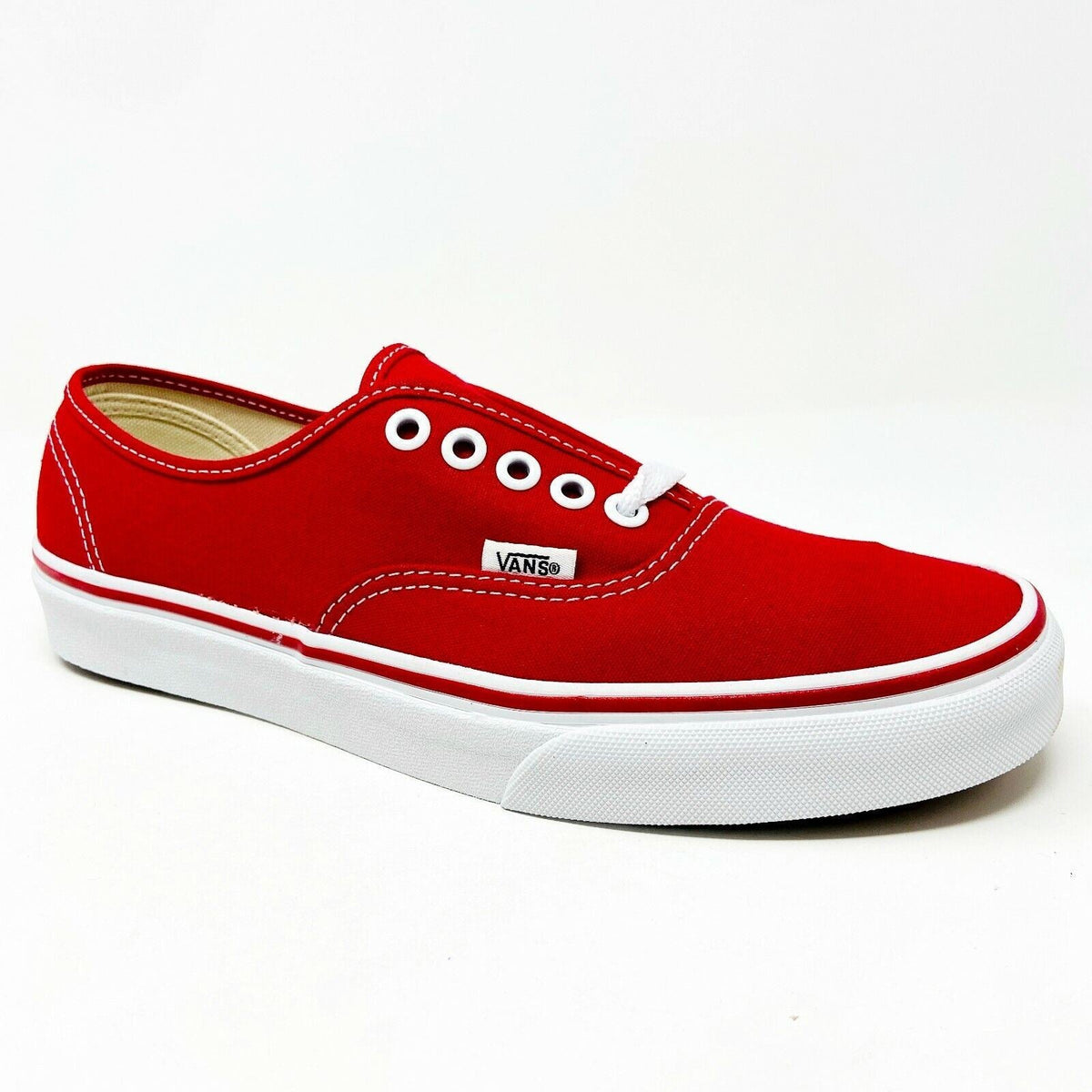 Vans Authentic True Red White Womens Original Classic Canvas Sneakers