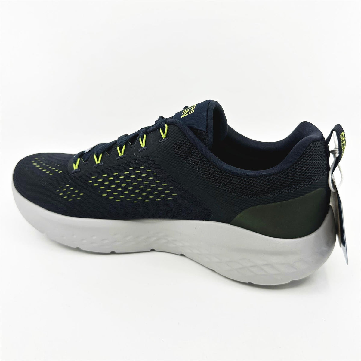 Skechers Go Run Lite Navy Lime Mens Slip On Sneakers