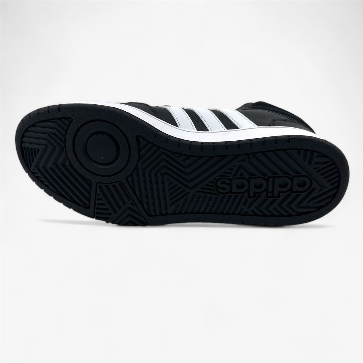 Adidas Hoops 3.0 Mid Black White Mens Athletic Sneaker