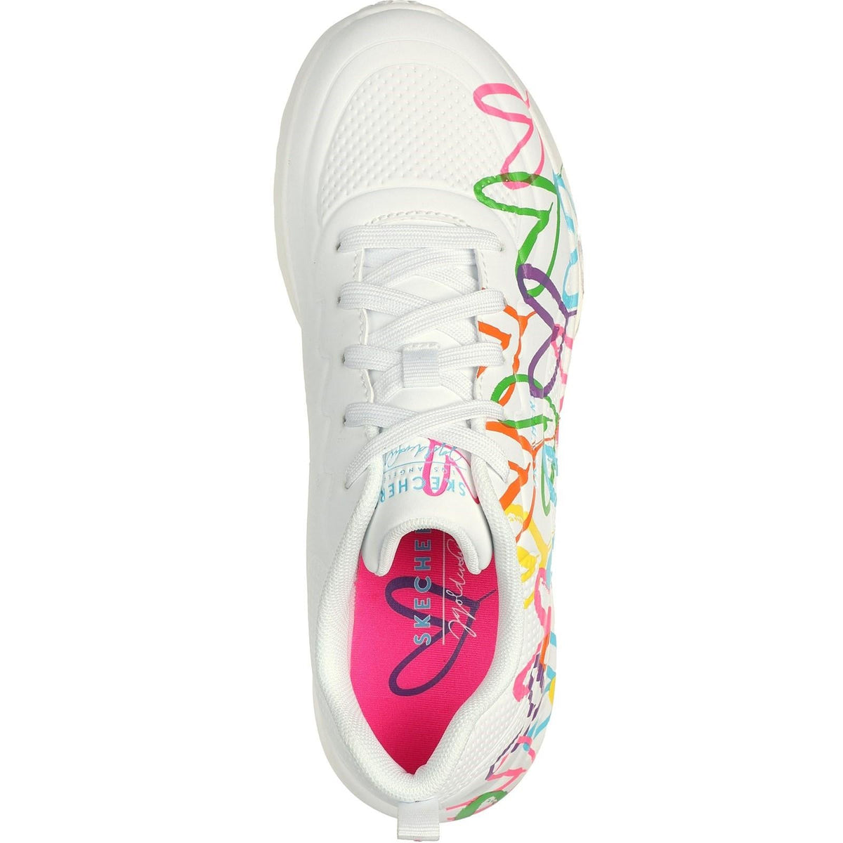 Women's Wide Fit Skechers 177977 Uno Lite Heart Of Hearts Trainers