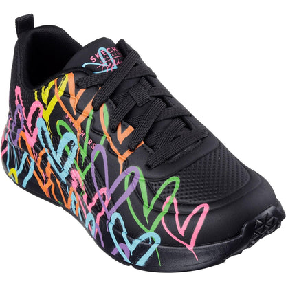 Women's Wide Fit Skechers 177977 Uno Lite Heart Of Hearts Trainers