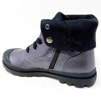 Palladium Baggy ML Zip Graphite Black Kids Leather Combat Boots 53456 063