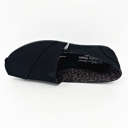 Skechers Bobs Plush Peace & Love Black Womens Wide Memory Foam Flats Shoes